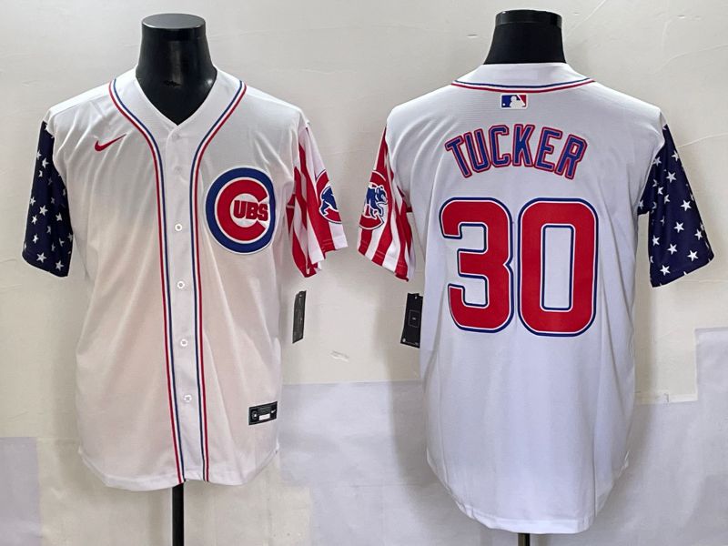 Men 2025 Chicago Cubs 30 Tucker White a generation of national flags Joint Name Nike MLB Jersey style 1